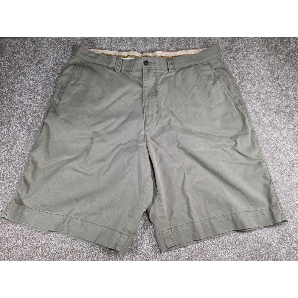 Tommy Bahama Boracay Shorts Mens 35 Olive Khaki Cotton Tencel Stretch Chino